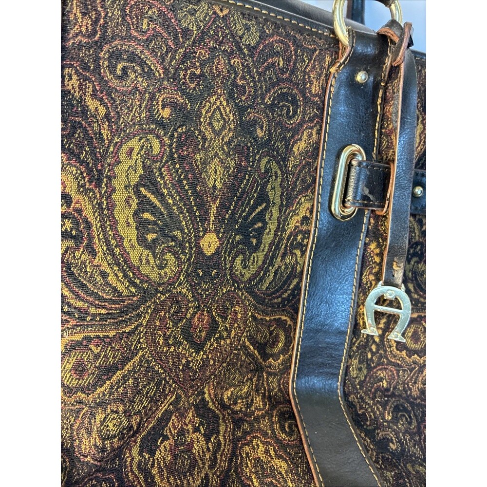Vintage Etienne Aigner Paisley Tapestry Satchel Bag Dark Academia Boho Chic NEW - Picture 2 of 9